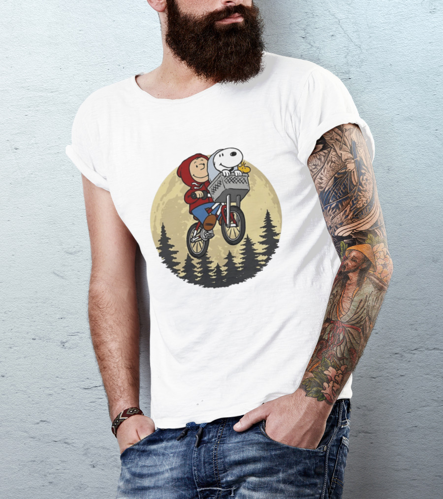 Moon Ride Snoopy And Charlie Brown Bicycle Adventure T-Shirt