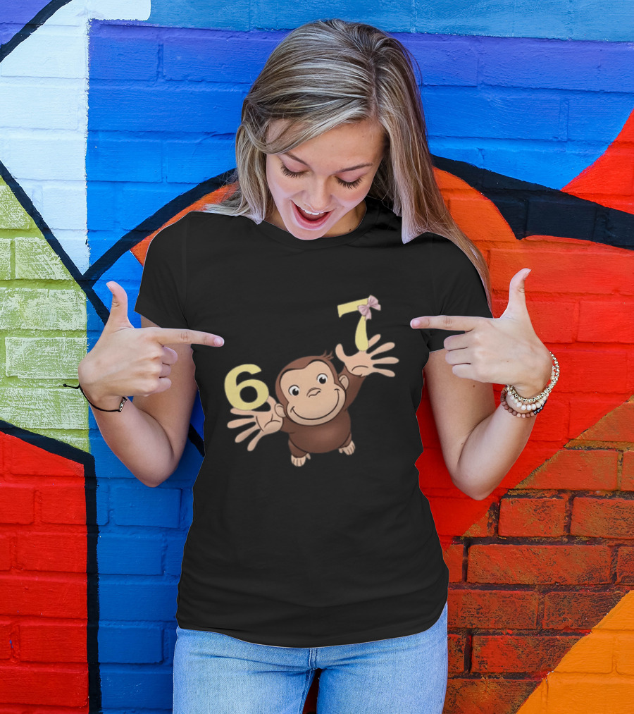 Curious George 67 Birthday Celebration Monkey And Numbers T-Shirt