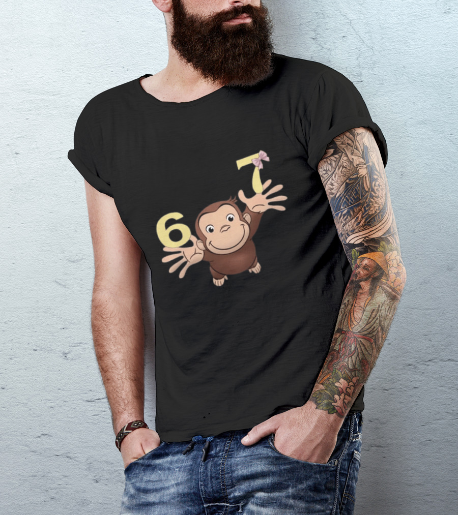 Curious George 67 Birthday Celebration Monkey And Numbers T-Shirt
