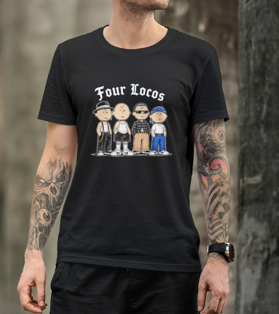 Four Locos Peanuts Gang Cholo Charlie Brown Characters T-Shirt