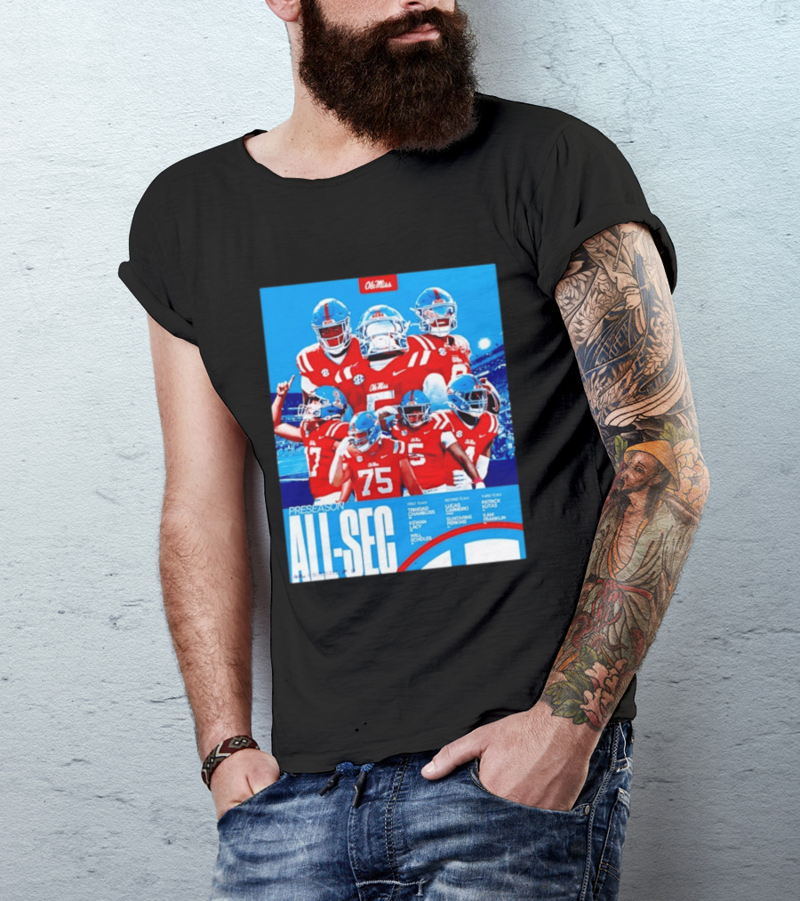 Ole Miss Rebels Preseason All SEC First Second Third Team Football Players T-Shirt