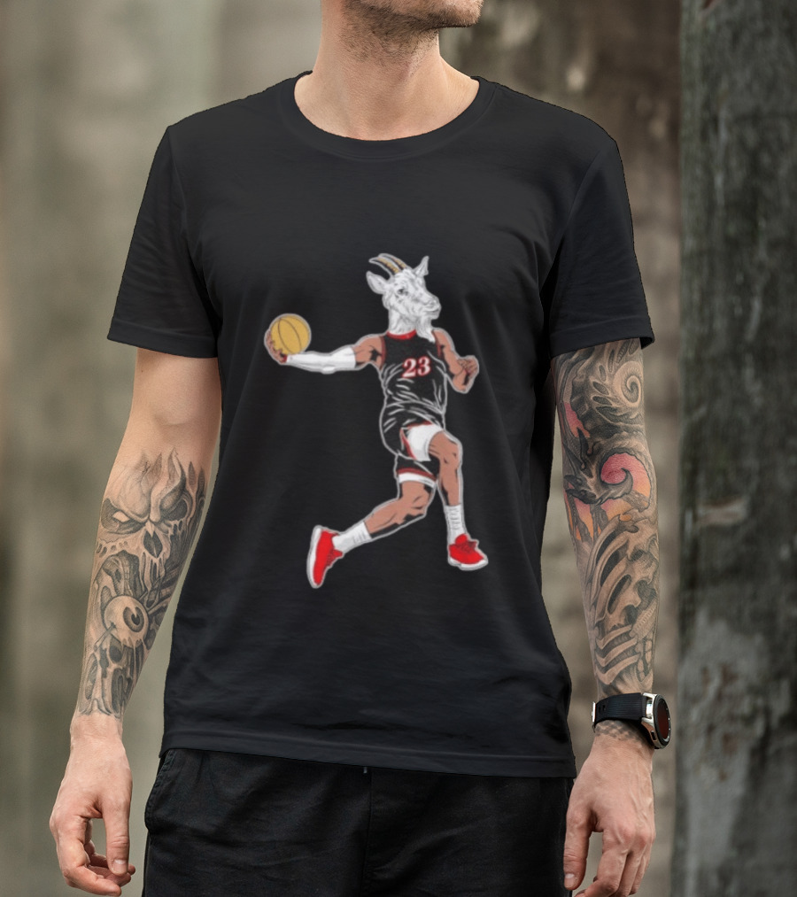 Goat Basketball Player Number 23 Greatest Of All Time Dunking Action T-Shirt