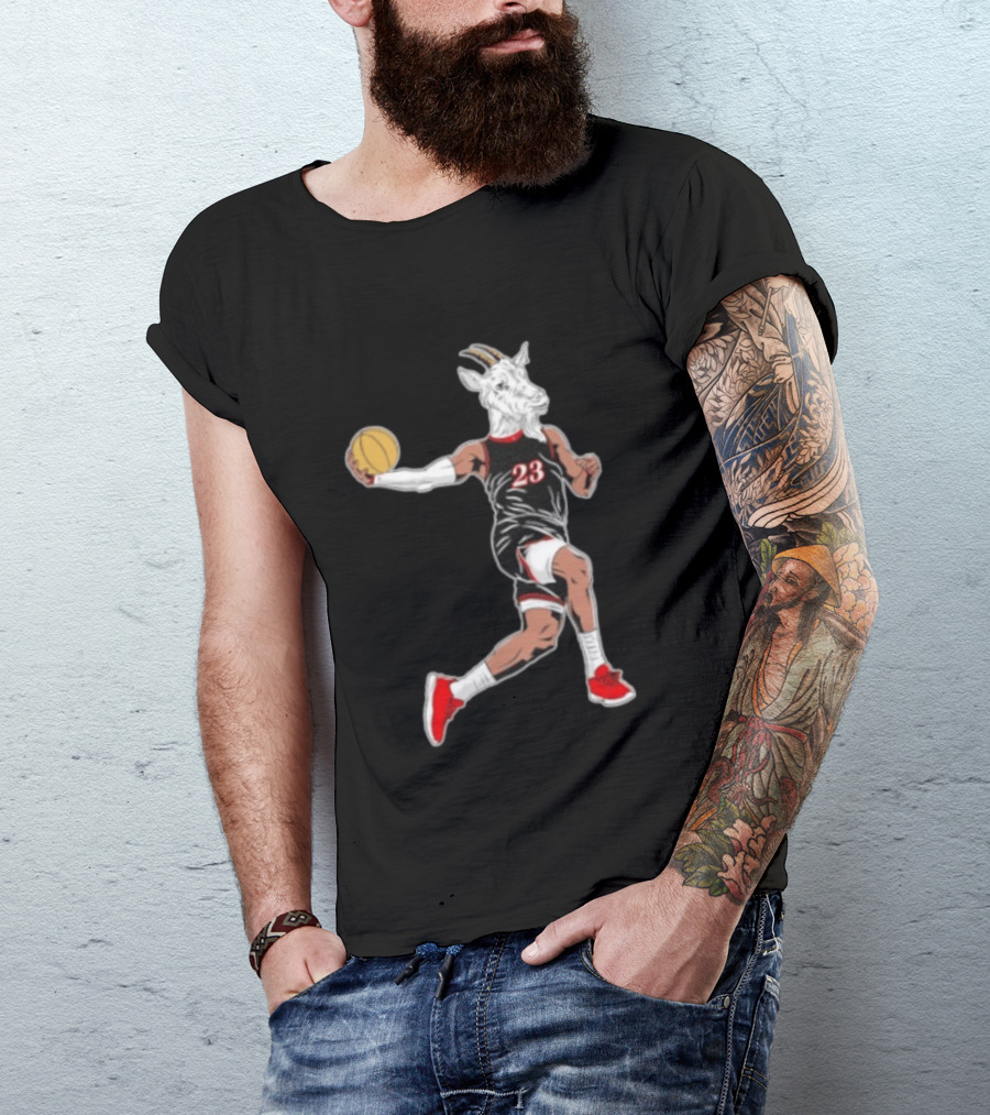 Goat Basketball Player Number 23 Greatest Of All Time Dunking Action T-Shirt