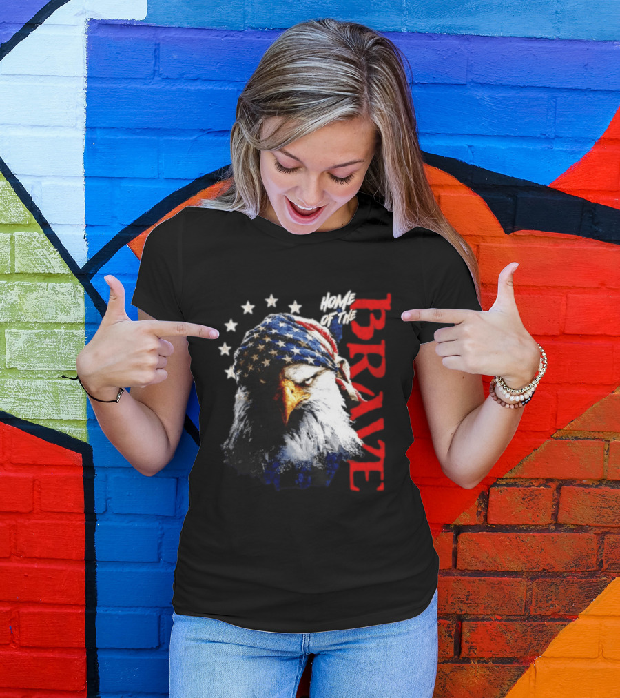 American Eagle Bandana Home Of The Brave Stars T-Shirt