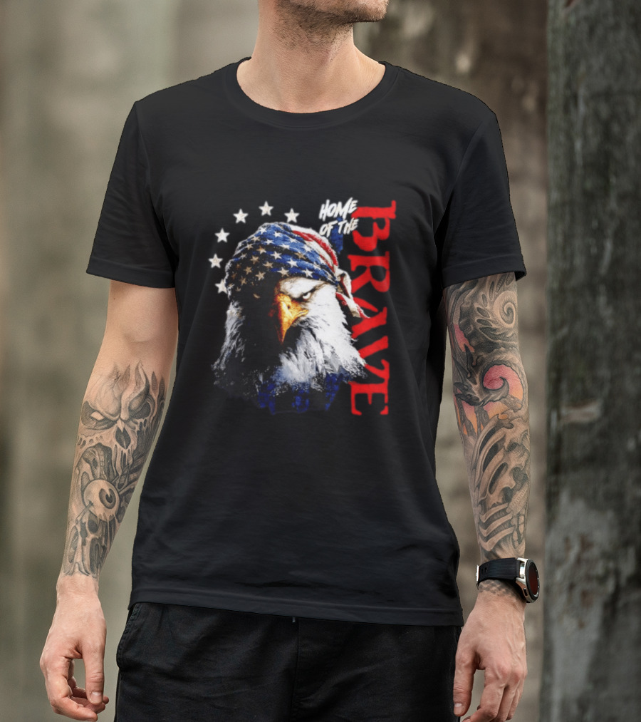 American Eagle Bandana Home Of The Brave Stars T-Shirt