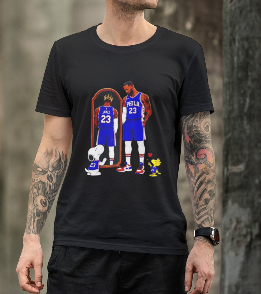Snoopy Woodstock Mirror 23 King James Philadelphia 76ers T-Shirt