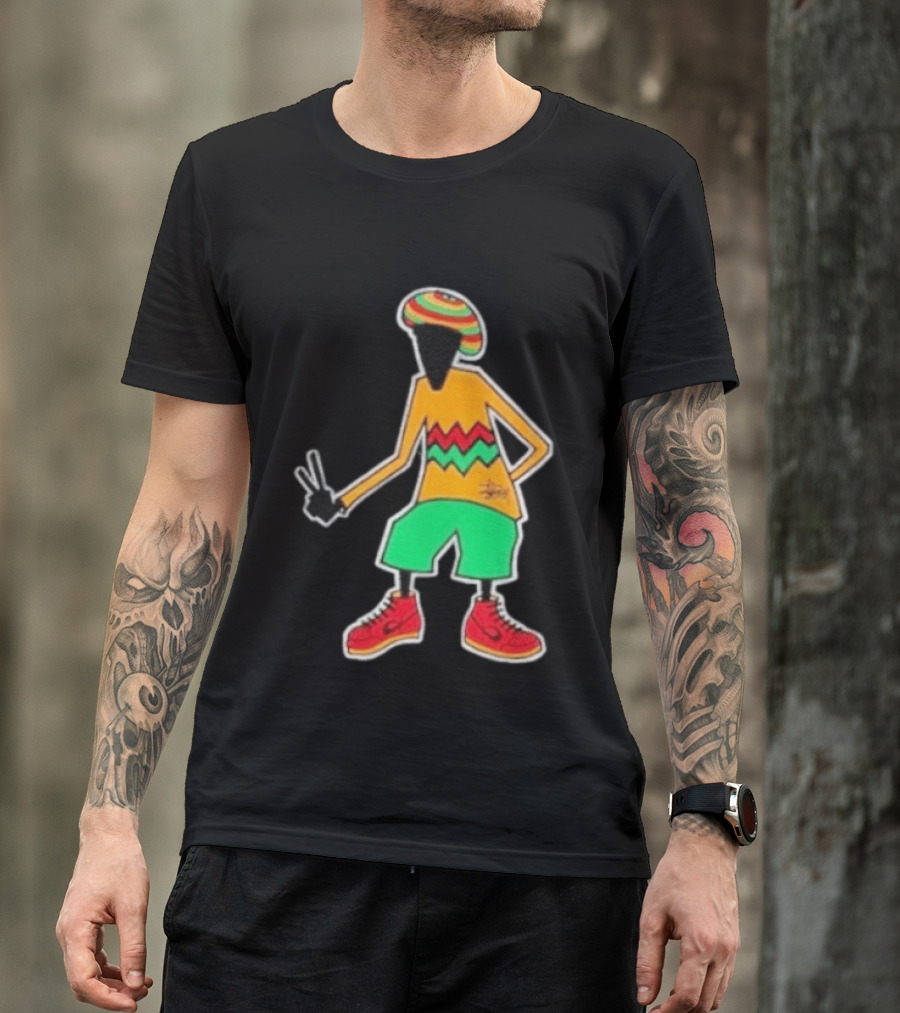 Stussy Rasta Man Peace Sign Reggae Streetwear Jamaica Style Fashion T-Shirt