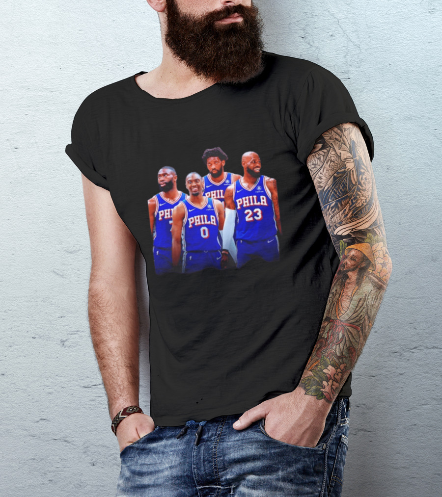Philadelphia 76ers Joel Embiid Tyrese Maxey Paul George LeBron James NBA Team T-Shirt