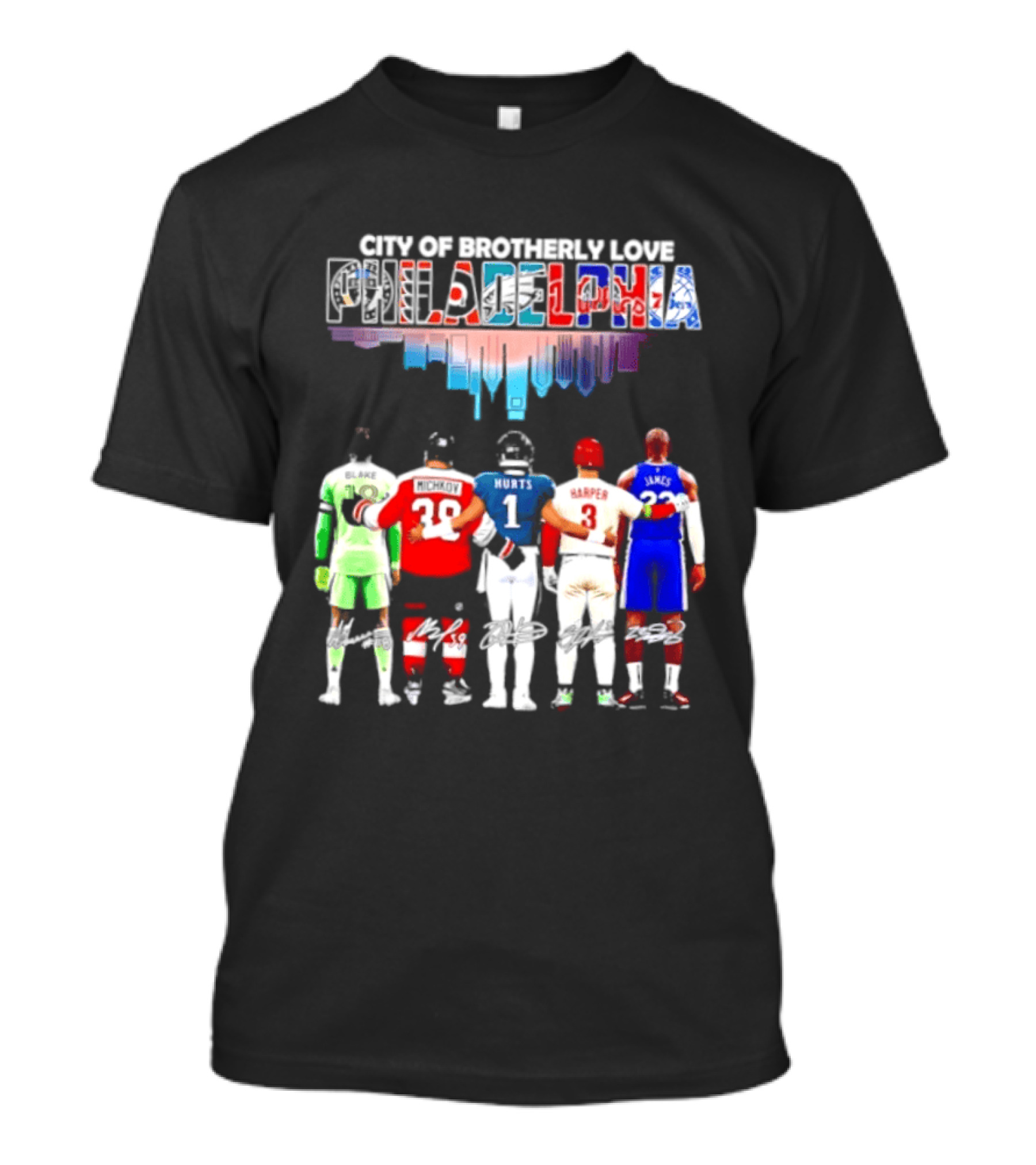 City Of Brotherly Love Philadelphia Skyline James Harper Hurts Blake Michkov T-Shirt
