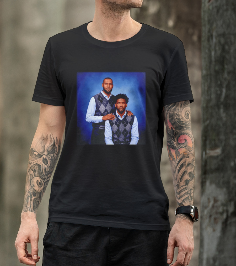Lebron James Joel Embiid Philadelphia 76ers In Matching Argyle Sweaters T-Shirt