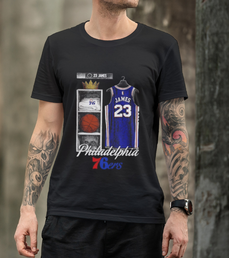 LeBron James 23 Jersey Philadelphia 76ers Locker Room T-Shirt
