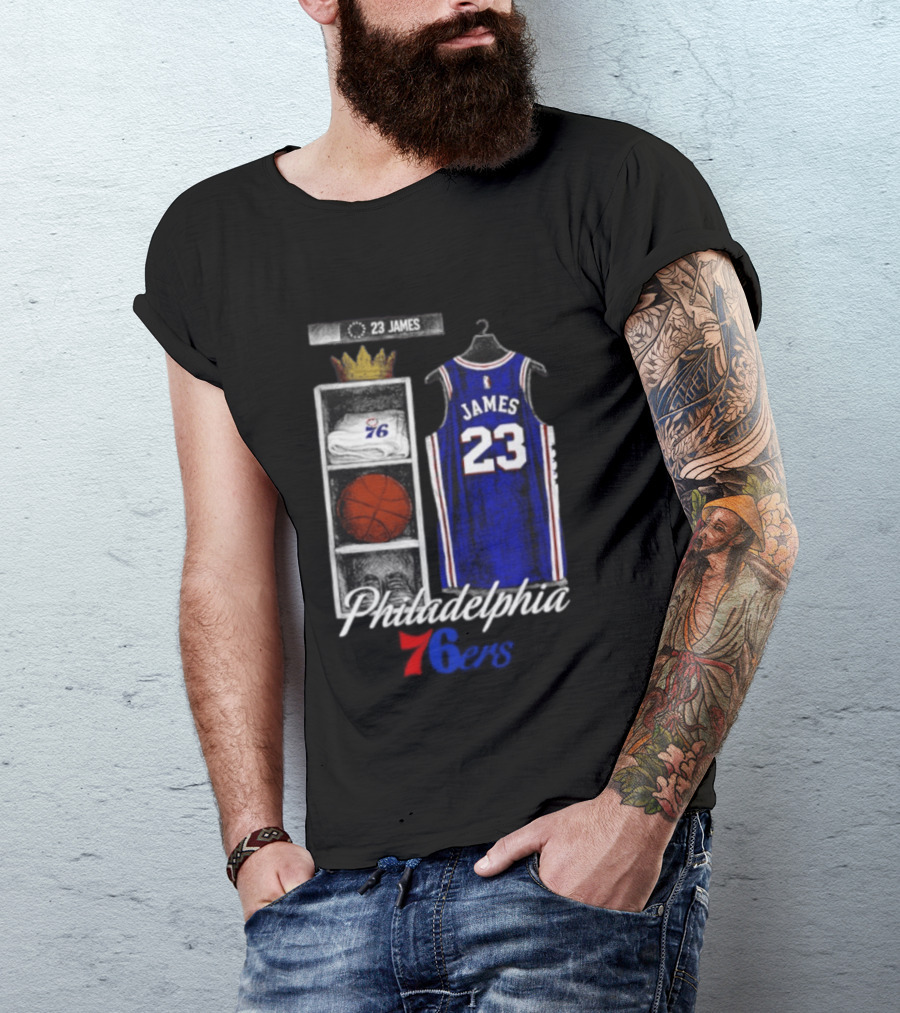 LeBron James 23 Jersey Philadelphia 76ers Locker Room T-Shirt