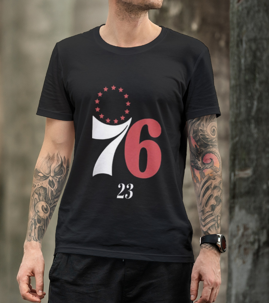 LeBron James Philadelphia 76ers Red In The Paint 23 Number 76 Stars T-Shirt