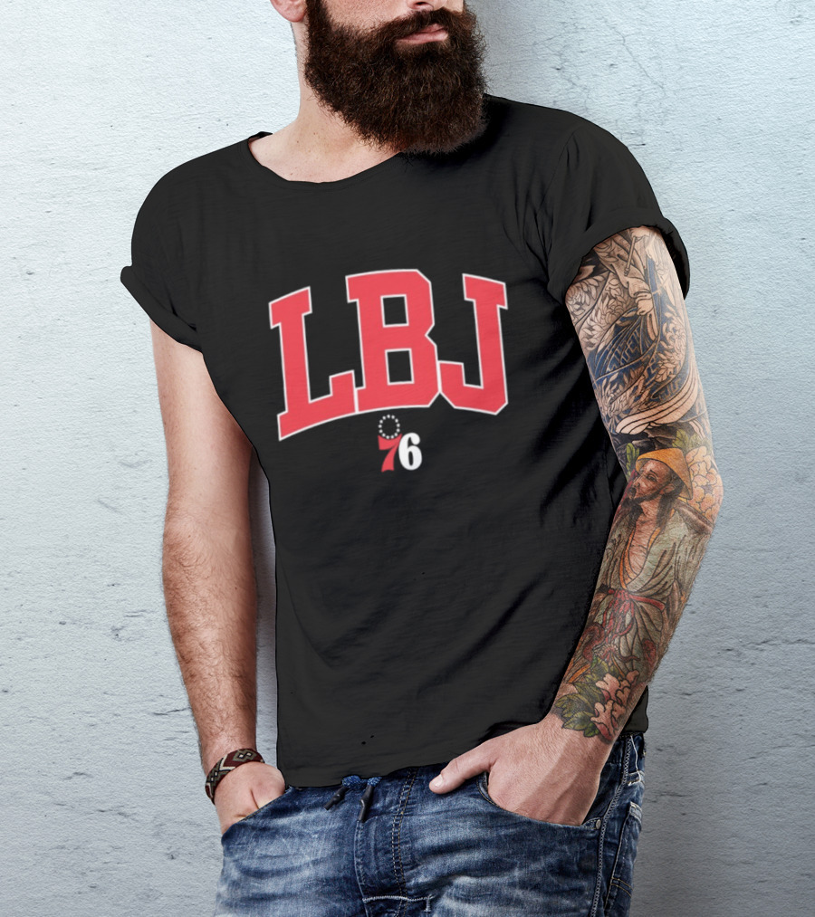 LeBron James LBJ Philadelphia 76ers 76 Royal Varsity Initials T-Shirt