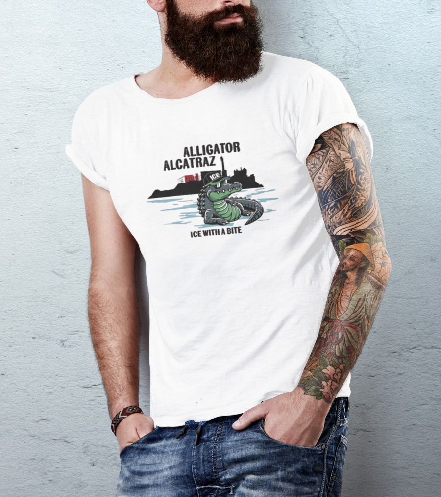 Alligator Alcatraz Ice With A Bite Chilling Reptile At San Francisco Bay T-Shirt