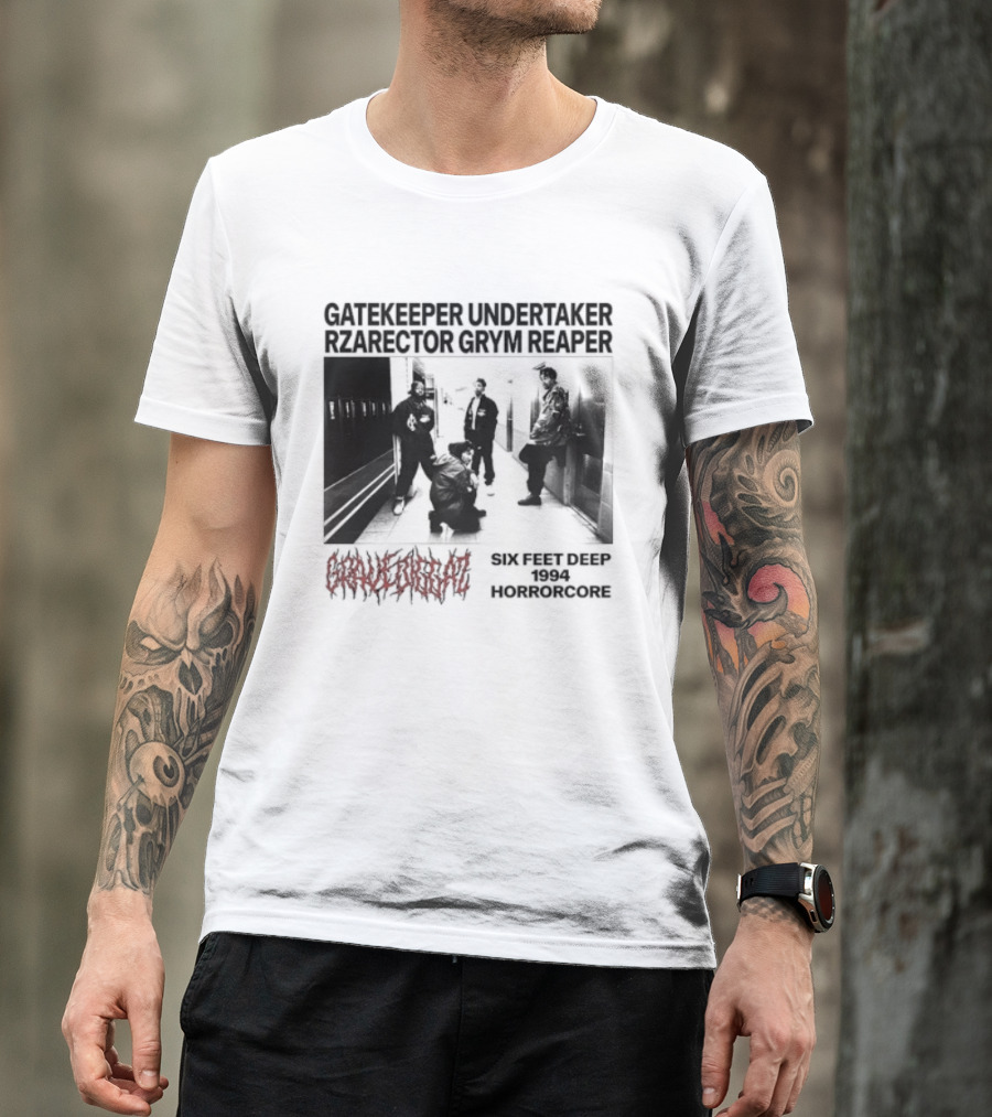 Gravediggaz Six Feet Deep 1994 Gatekeeper Undertaker Rzarector Grym Reaper Horrorcore T-Shirt