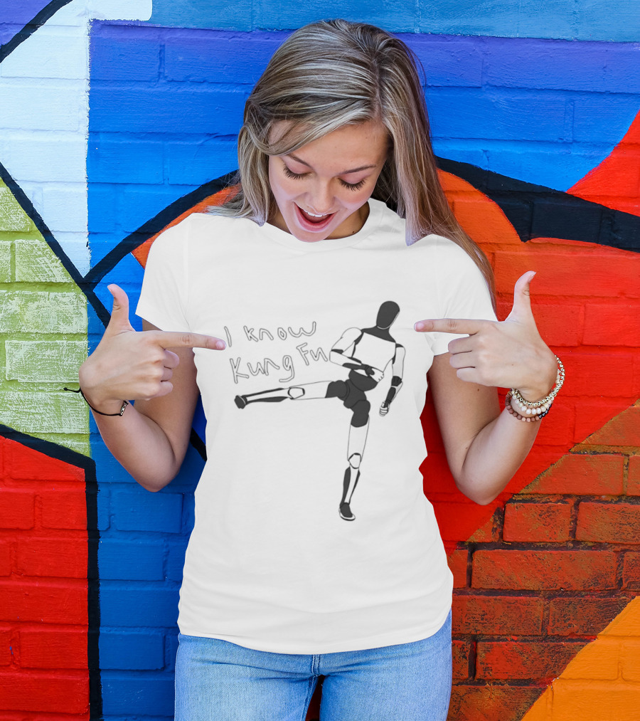 I Know Kung Fu Matrix Mannequin Neo Martial Arts Pose T-Shirt