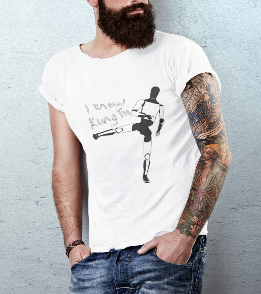 I Know Kung Fu Matrix Mannequin Neo Martial Arts Pose T-Shirt