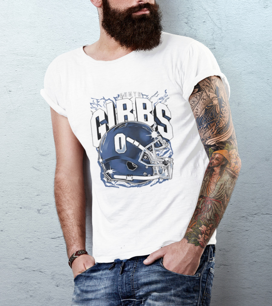 Jahmyr Gibbs 0 Detroit Lions Football Helmet 2026 GIBBS T-Shirt