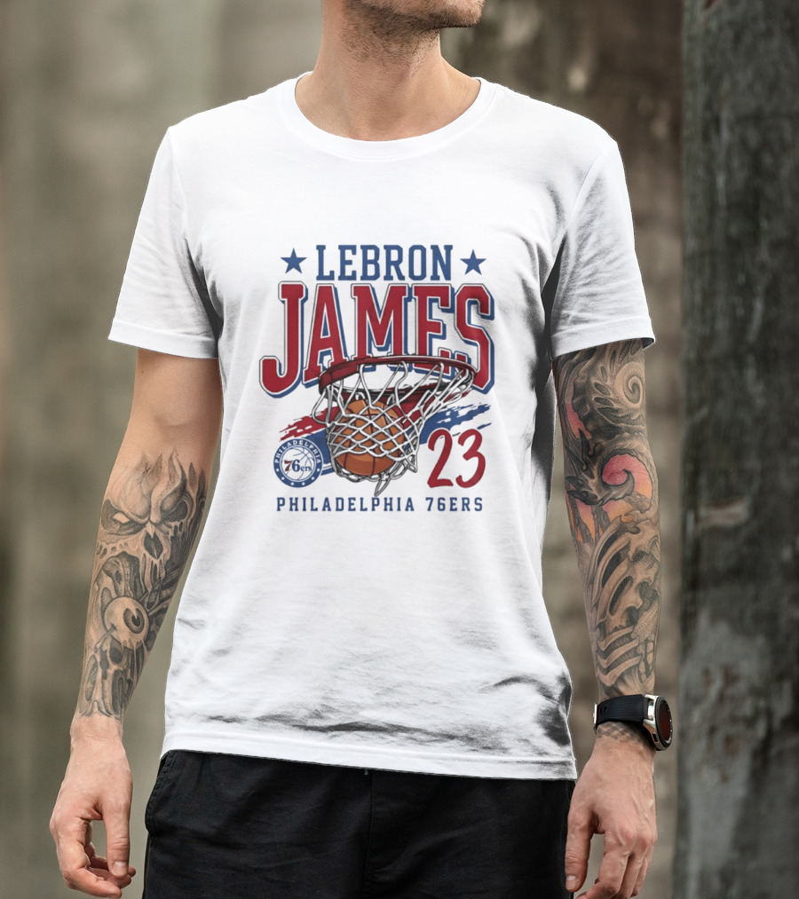 LeBron James Basketball 23 Hoop Philadelphia 76ers T-Shirt