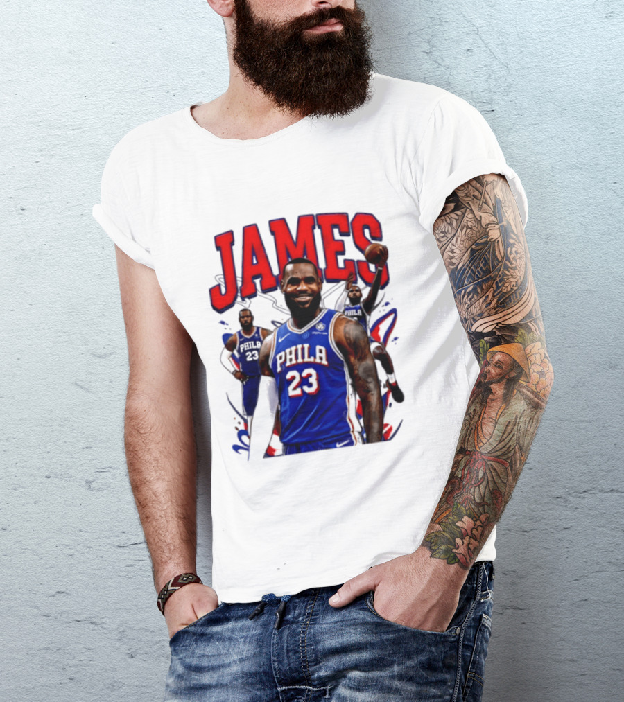 Philadelphia 76ers LeBron James 2026 Basketball Player T-Shirt