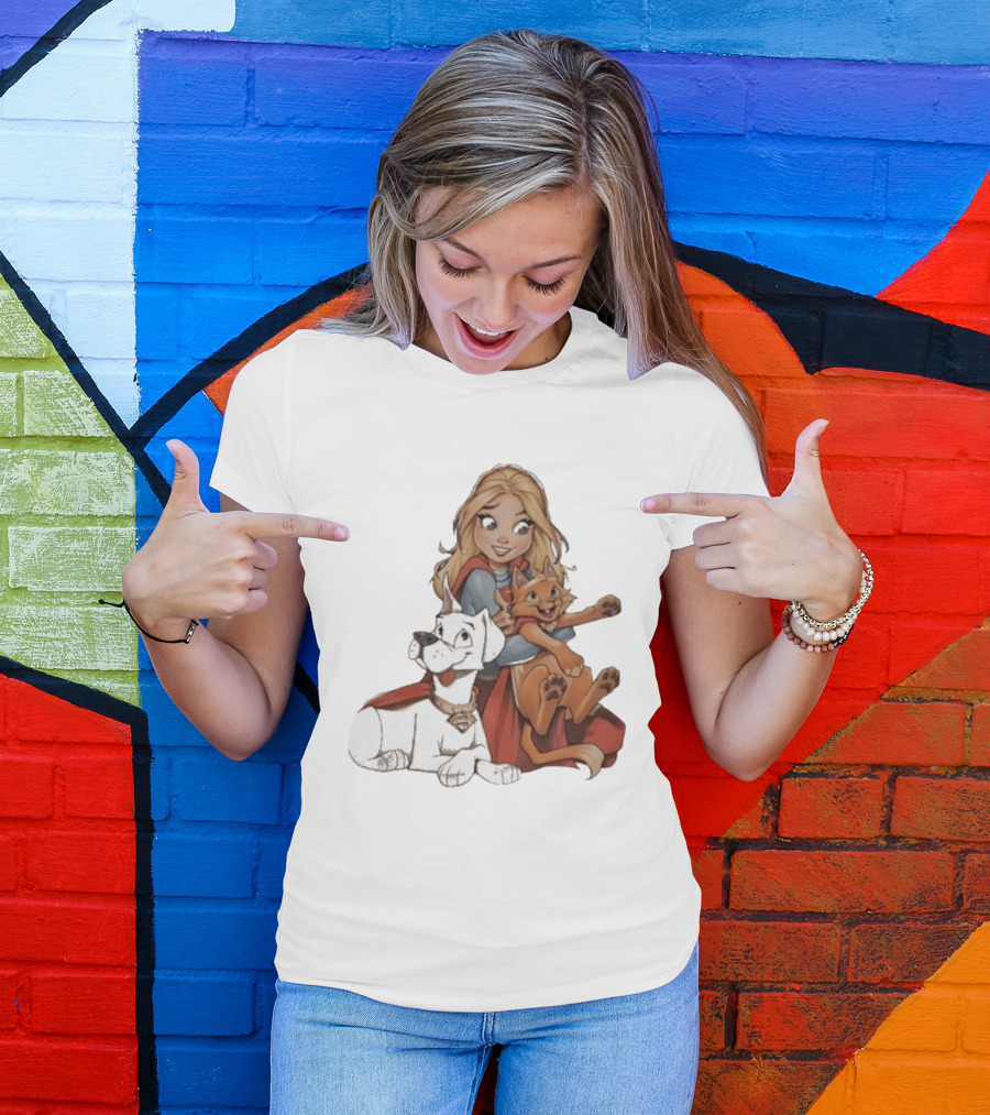 Supergirl Krypto Streaky Cartoon Characters Fun T-Shirt