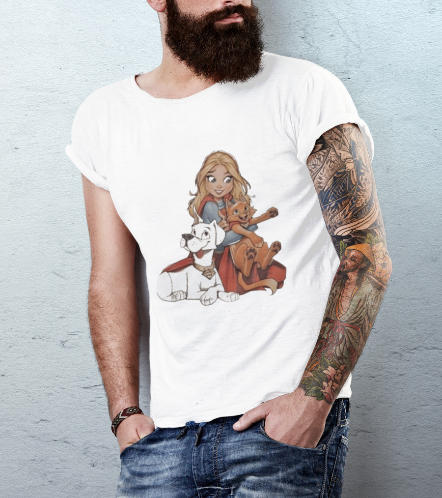 Supergirl Krypto Streaky Cartoon Characters Fun T-Shirt