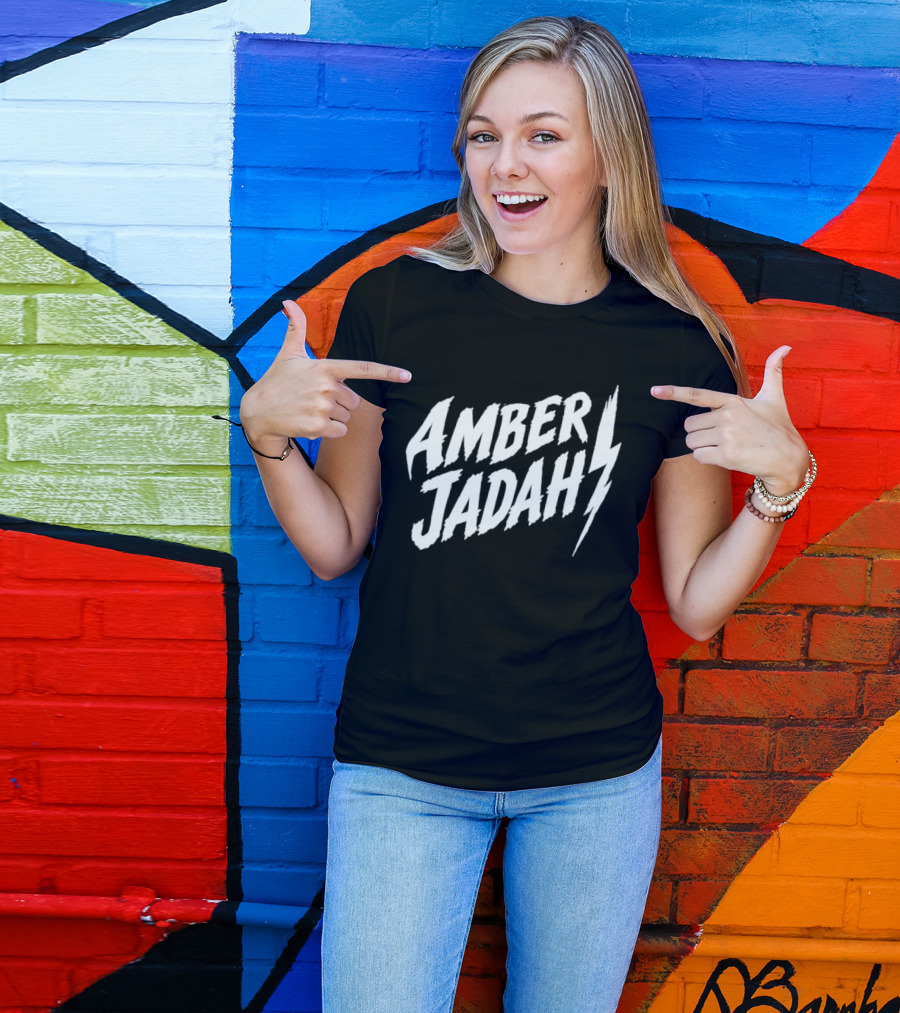 Amber Jadah Lightning Bold Text With Iconic Bolt T-Shirt
