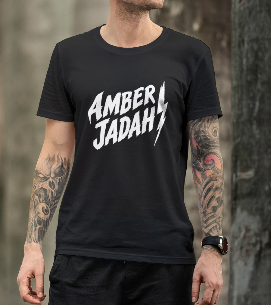 Amber Jadah Lightning Bold Text With Iconic Bolt T-Shirt