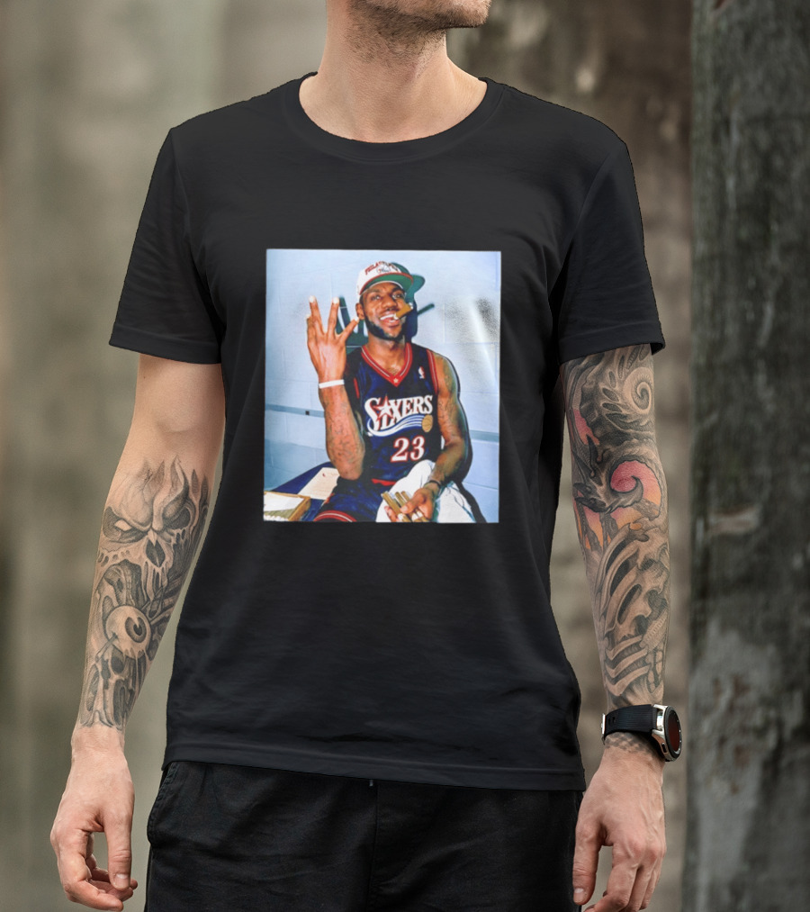 Philadelphia 76ers LeBron James 23 Cigar Photo T-Shirt