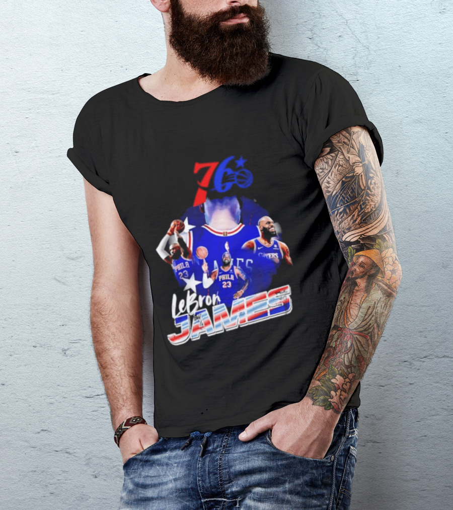 LeBron James Philadelphia 76ers 23 Player Collage T-Shirt