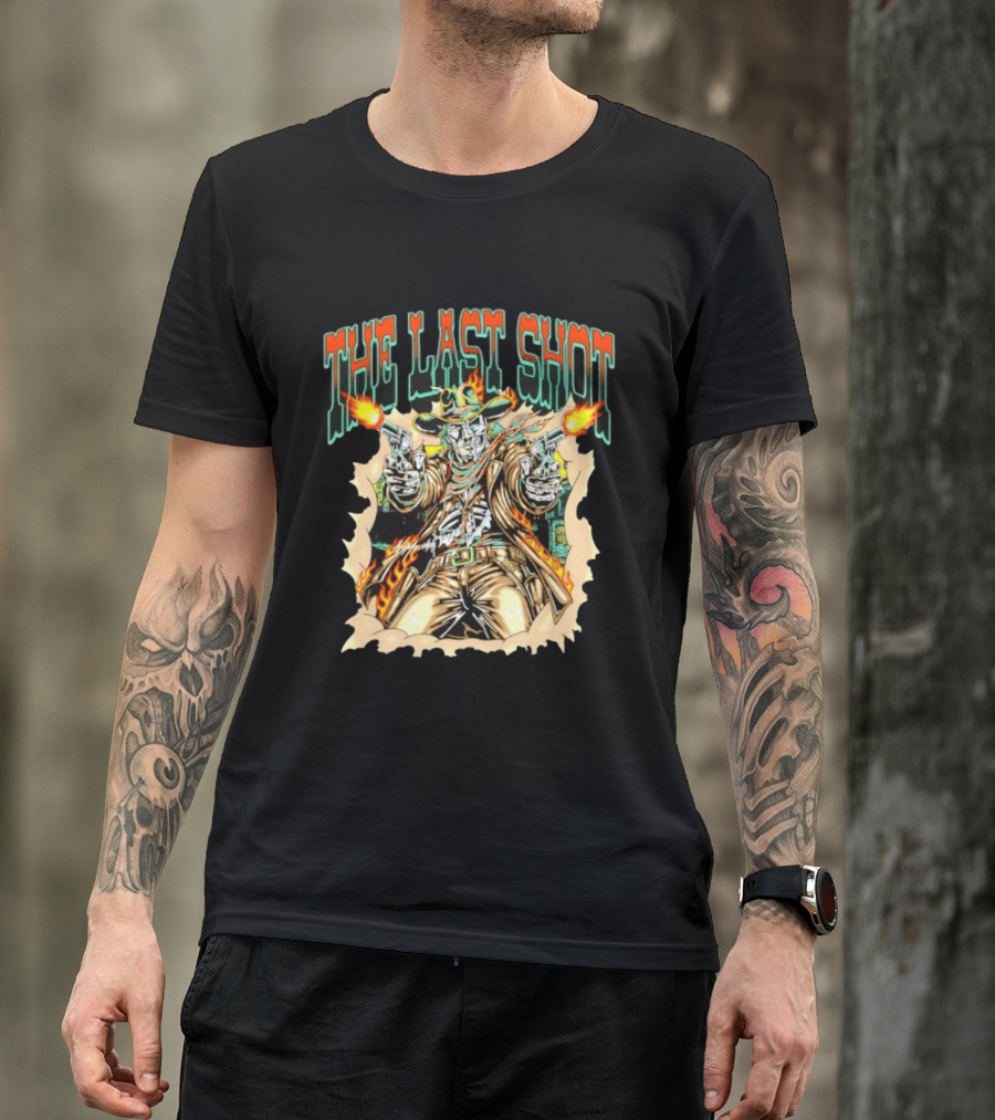 The Last Shot Cowboy Skeleton Western Gunslinger T-Shirt