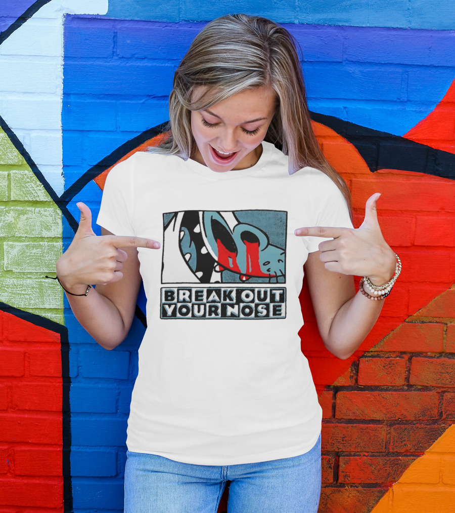 Break Out Your Nose Comic Style Cartoon With Red Accent T-Shirt
