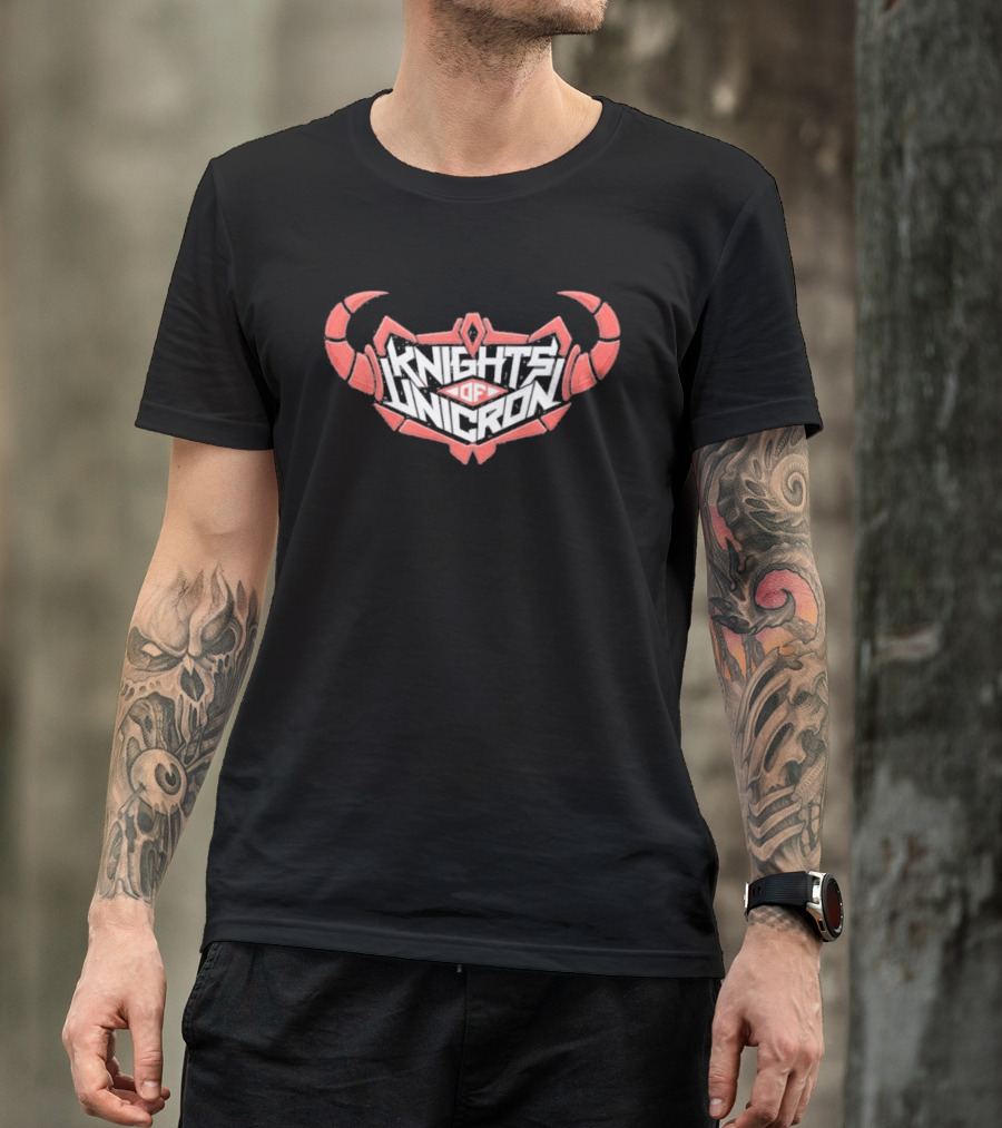 Knights Of Unicron Red Horned Icon With Stylized Text And Horns T-Shirt