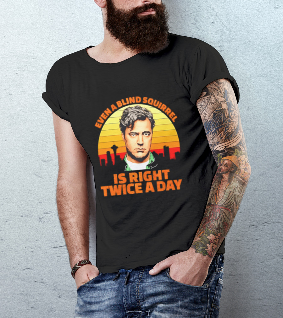 Even A Blind Squirrel Is Right Twice A Day Retro Seattle Skyline T-Shirt