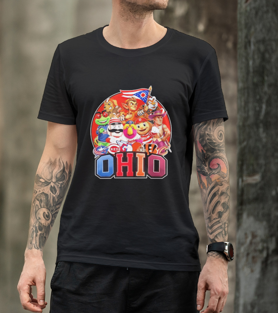Ohio Sports Teams Mascots Cleveland Guardians Reds Bengals Browns Buckeyes Reds Crew Indians Fan T-Shirt