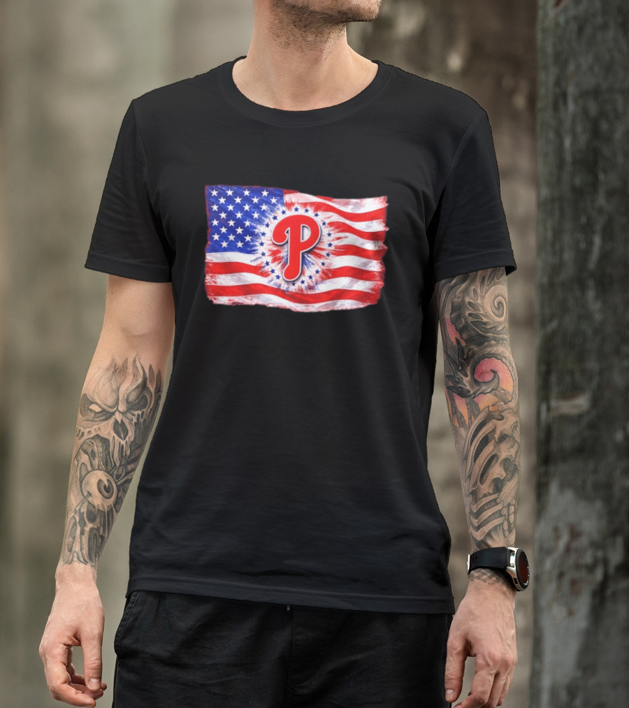 Phillies Patriotic American Flag Philadelphia Baseball 250th Anniversary Independence Day T-Shirt