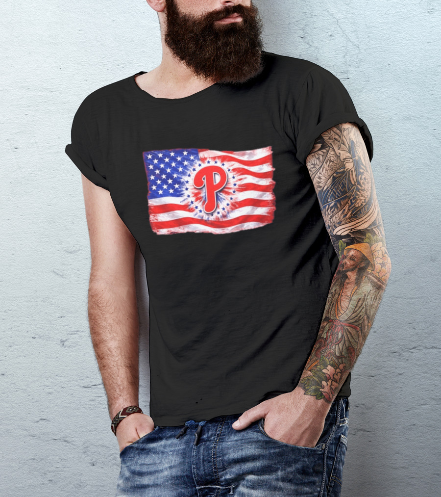 Phillies Patriotic American Flag Philadelphia Baseball 250th Anniversary Independence Day T-Shirt