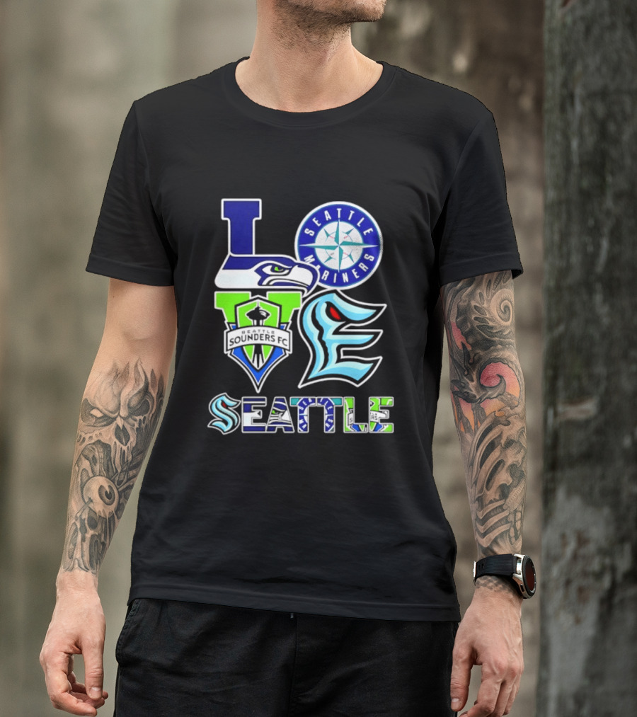 Love Seattle Seahawks Mariners Sounders FC Kraken T-Shirt
