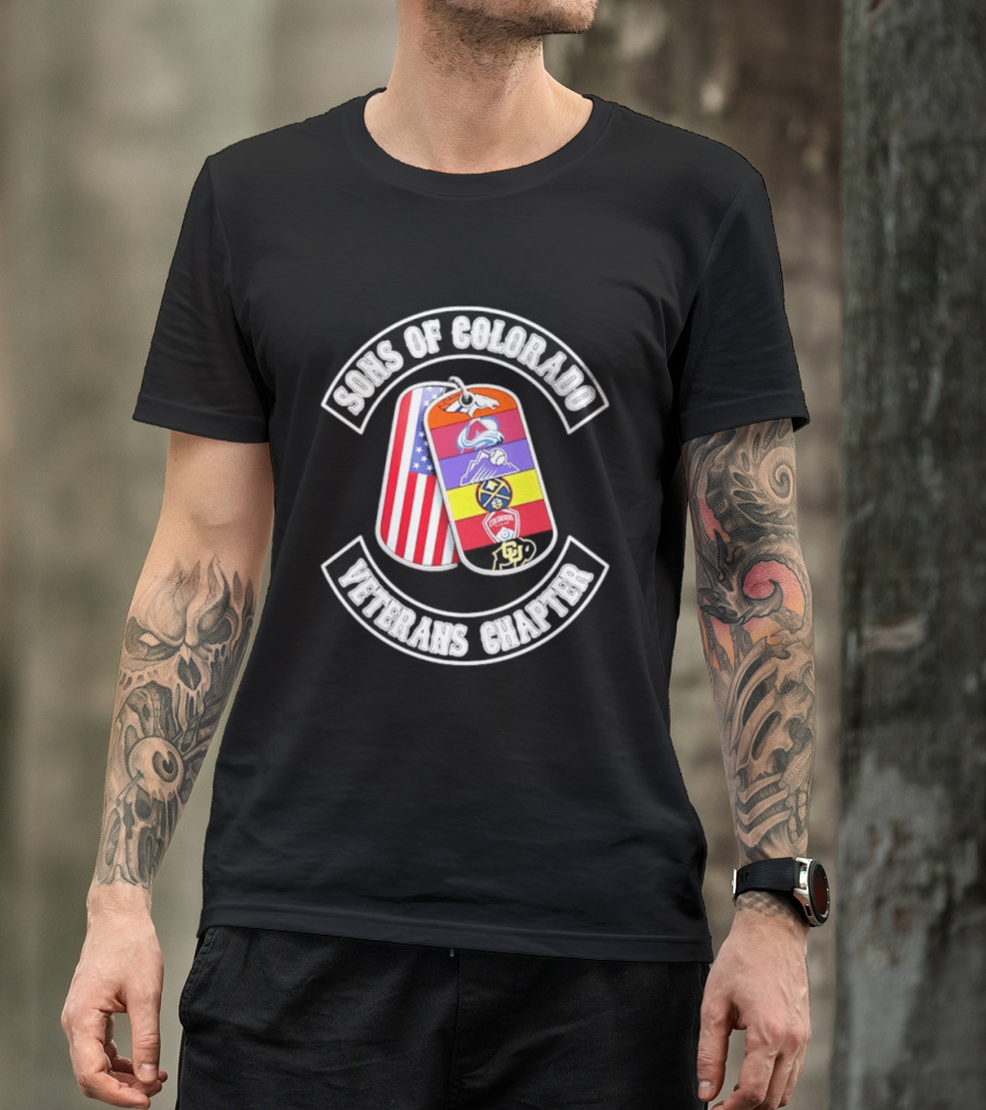 Sons Of Colorado Veterans Chapter Avalanche Rockies Nuggets Buffaloes American Flag T-Shirt
