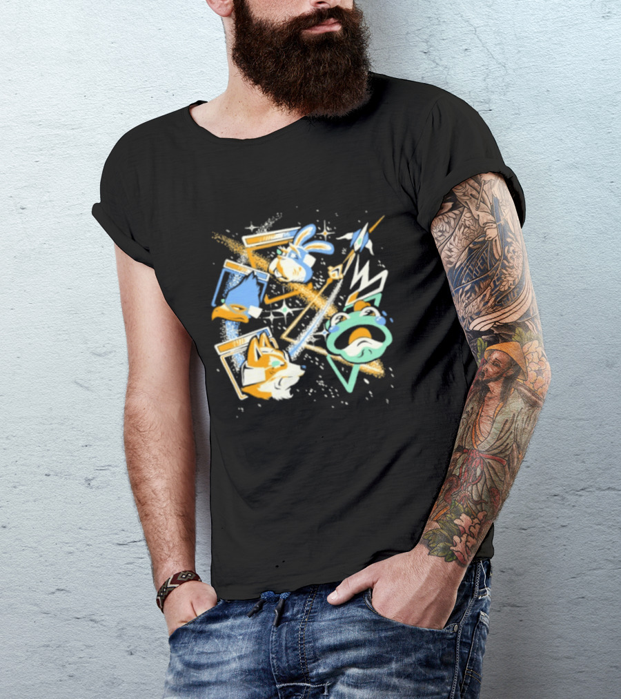 Star Fox Team Collage Falco Lombardi Peppy Hare Retro Style Graphics Gaming Nostalgia T-Shirt