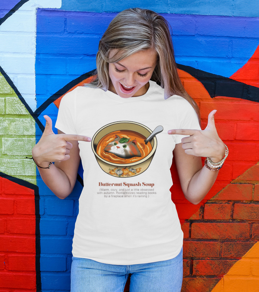 Butternut Squash Soup Cat Floating Whiskers Bowl T-Shirt
