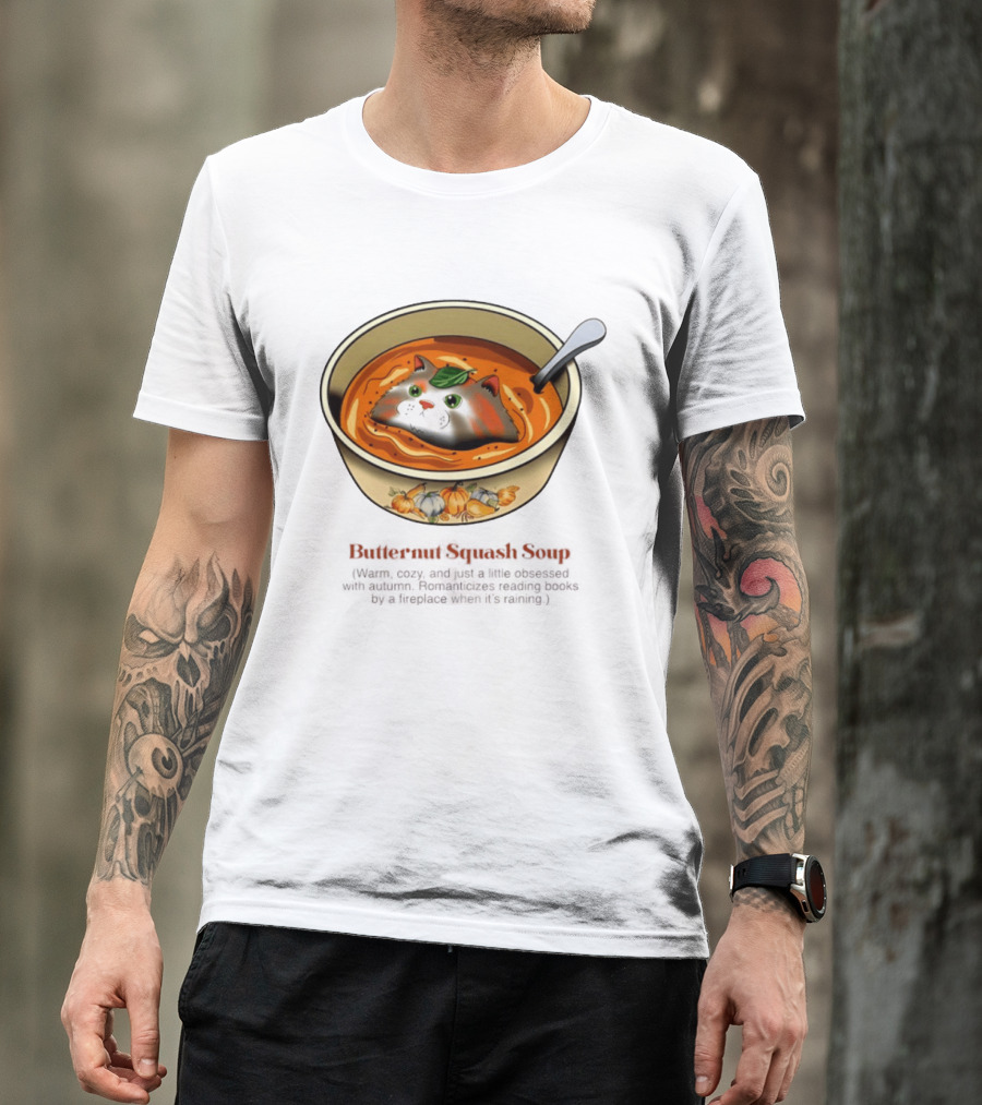 Butternut Squash Soup Cat Floating Whiskers Bowl T-Shirt