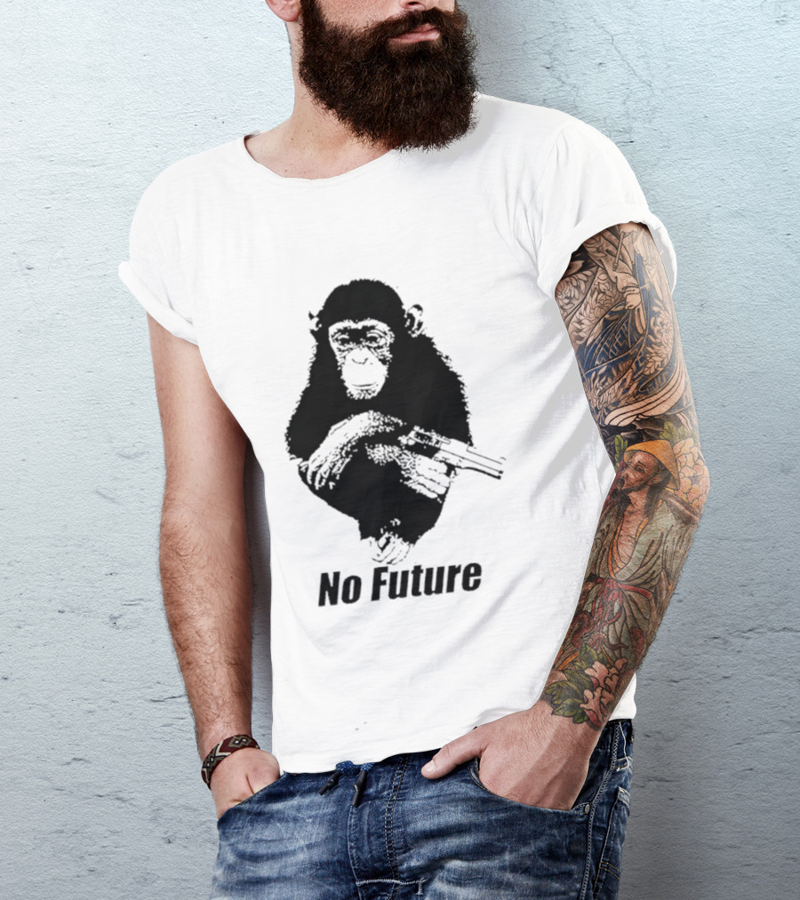 Monkey No Future With Gun T-Shirt