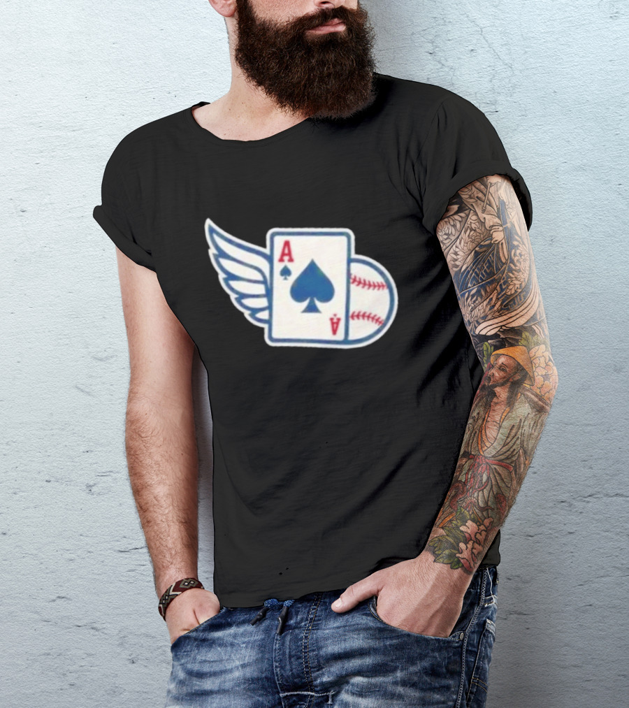 Ace Of Spades Baseball Winged Playing Card T-Shirt
