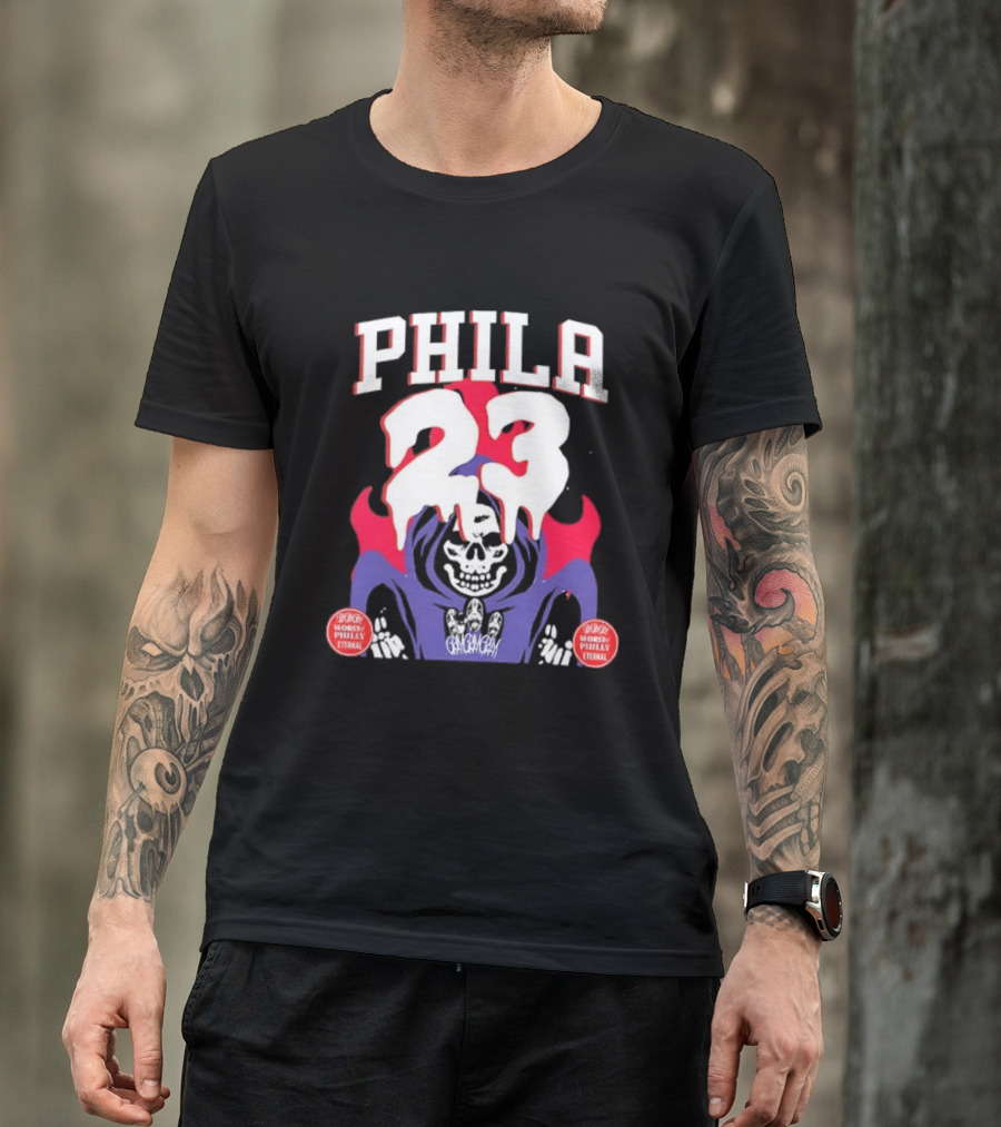 PHILA 23 Skeleton Grim Reaper Spooky Philly Worst Eternal T-Shirt