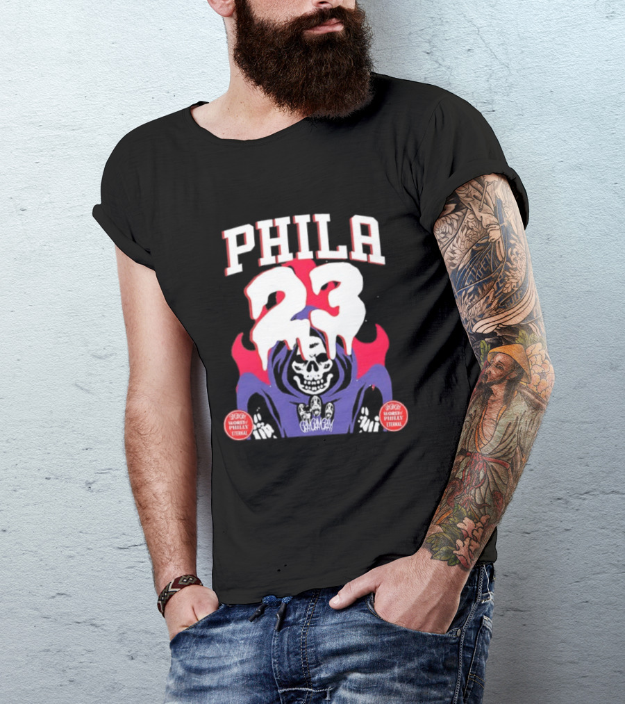 PHILA 23 Skeleton Grim Reaper Spooky Philly Worst Eternal T-Shirt