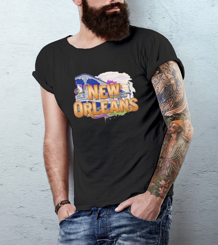 New Orleans Jazz Musical Vibes Trombone Balcony T-Shirt
