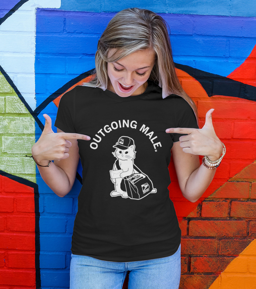 Outgoing Male Cat USPS Mailbag And Cap T-Shirt