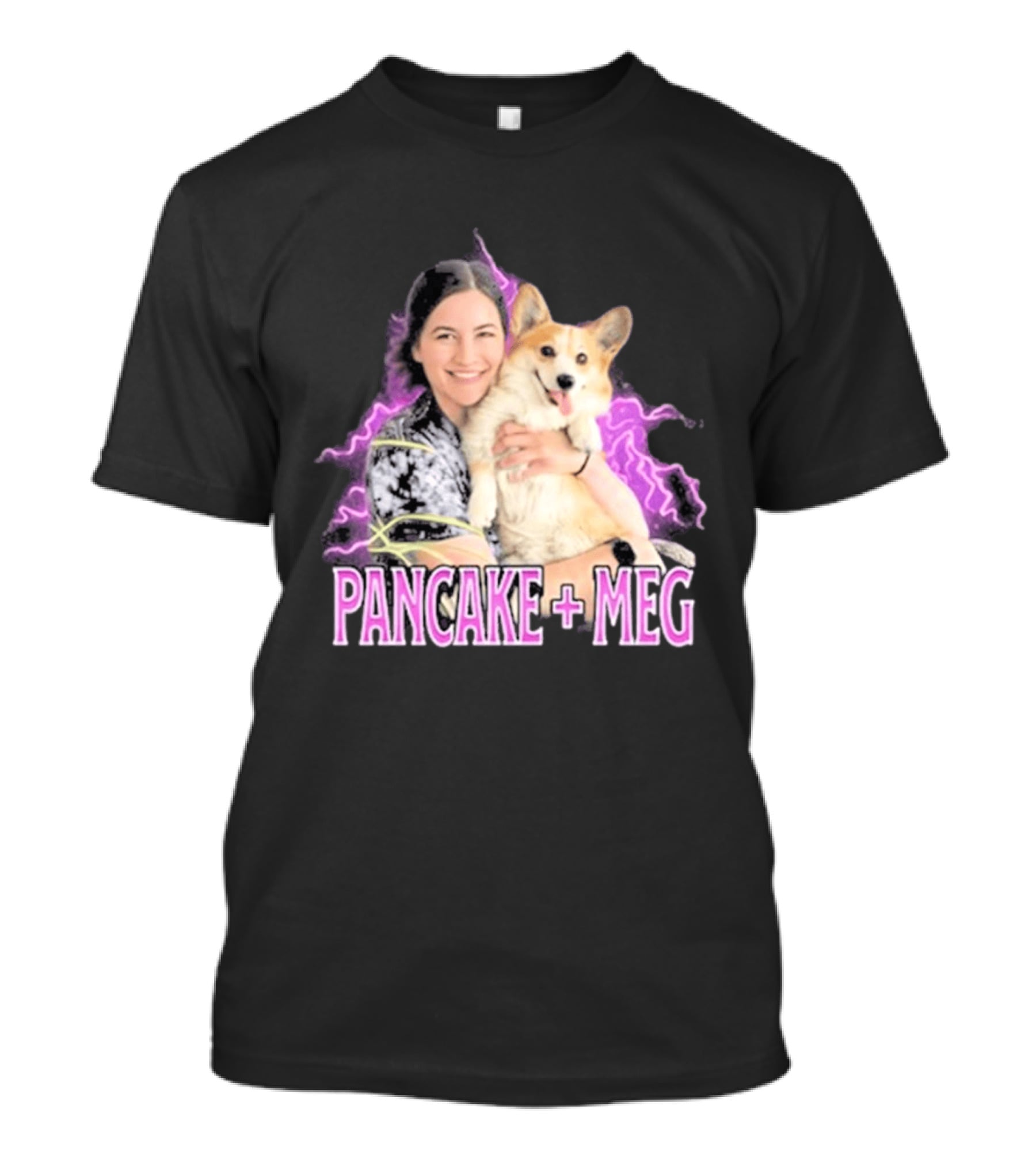Pancake + Meg Electric Purple Corgi Hug T-Shirt